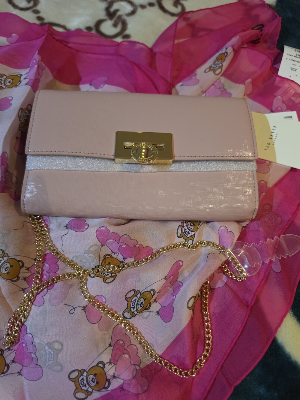 Ted Baker Pale Pink Crossbody with Gold Chain